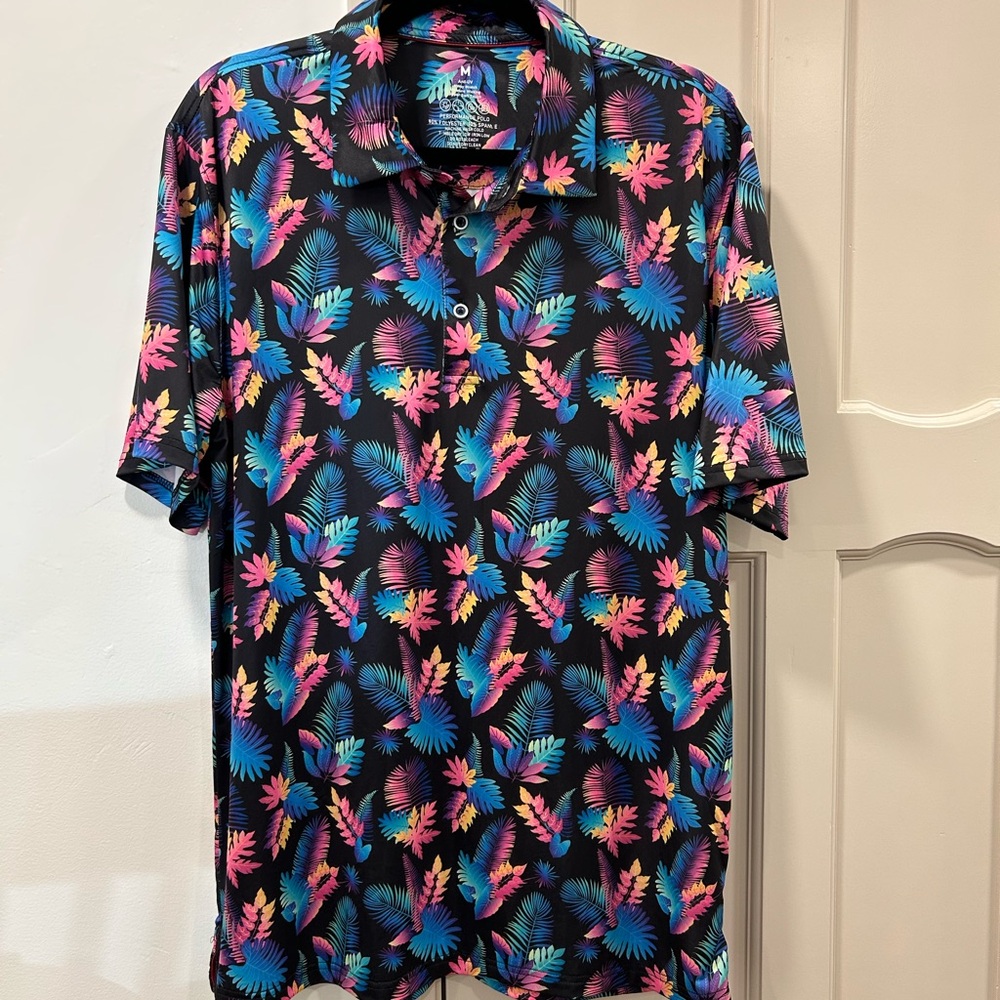 Tropical Print Men's Golf Moisture Wicking & Anti-UV Polo Golf Shirt